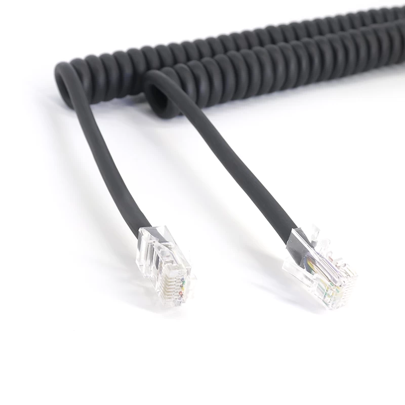China Spiral coiled RJ9 RJ11 RJ12 RJ45 RJ50 Ethernet cable manufacturer
