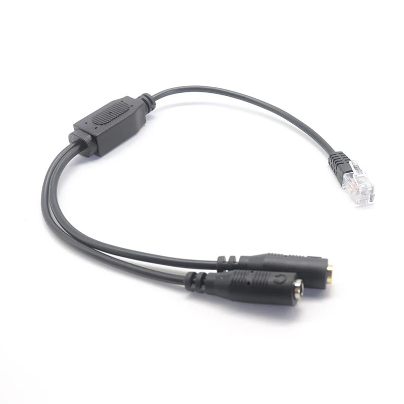 RJ9 4P4C para cabo adaptador de fone de ouvido com plugue de áudio duplo de 3,5 mm