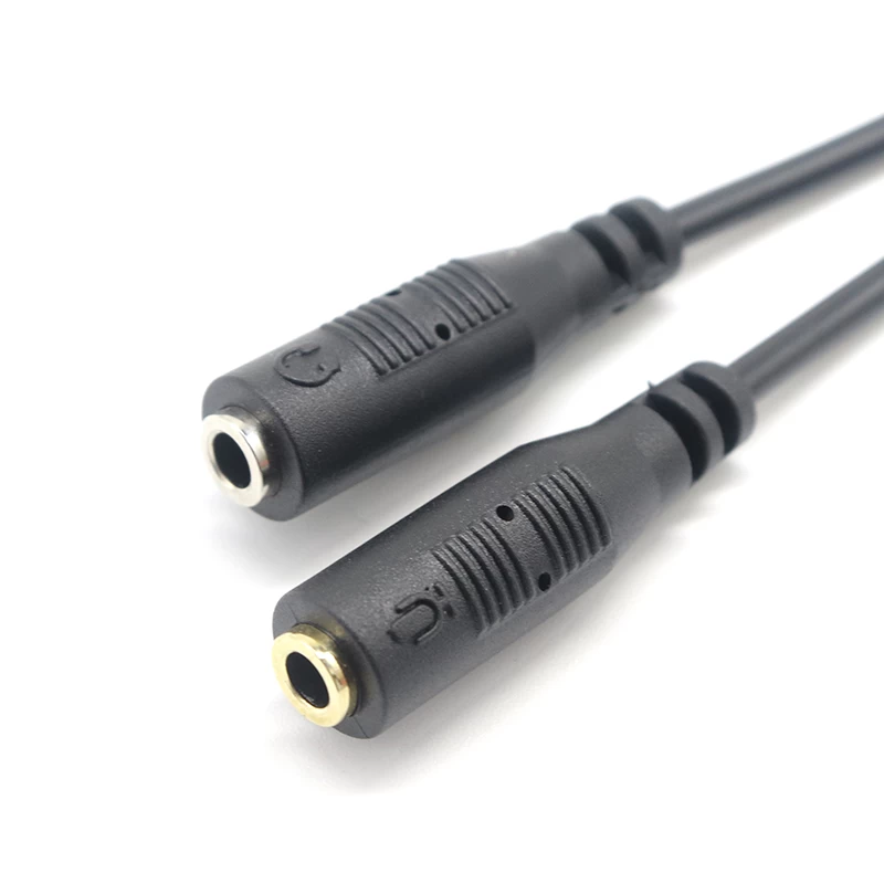 RJ9 4P4C para cabo adaptador de fone de ouvido com plugue de áudio duplo de 3,5 mm