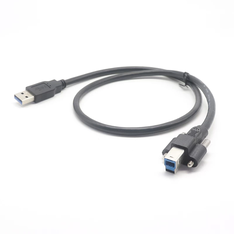 标准 USB 3.0 A 公头到双螺钉锁定 USB B 公头打印机电缆