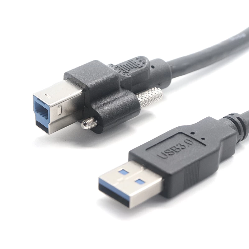 Standard USB 3.0 A male to dual screw locking USB B Male printer cable