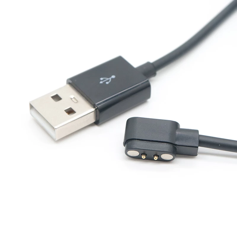 USB para cabo de carregamento magnético de pino pogo de 2 pinos de 2,84 mm com mola