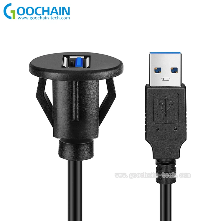 Panel Waterproof USB 3.0 Car Mount Dash Flush Extension Cable for Car, Boat, Motorcycle, Truck Dashboard