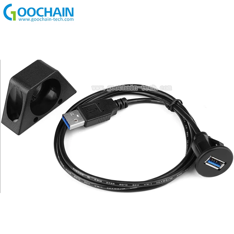 China Panel Waterproof USB 3.0 Car Mount Dash Flush Extension Cable for Car, Boat, Motorcycle, Truck Dashboard manufacturer