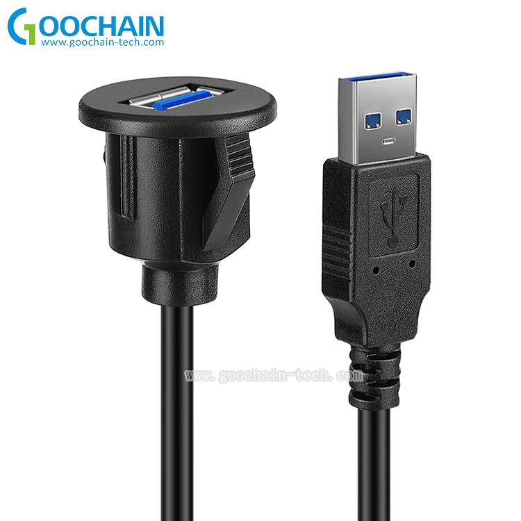 الصين لوحة مقاومة للماء USB 3.0 Car Mount Dash Flush Extension Cable للسيارة ، القارب ، الدراجة النارية ، لوحة القيادة للشاحنة الصانع