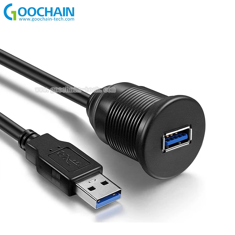 China USB 3.0 Waterproof Screw Panel Mount Dash Flush Extension Cable for Car, Boat, Motorcycle, Truck Dashboard manufacturer