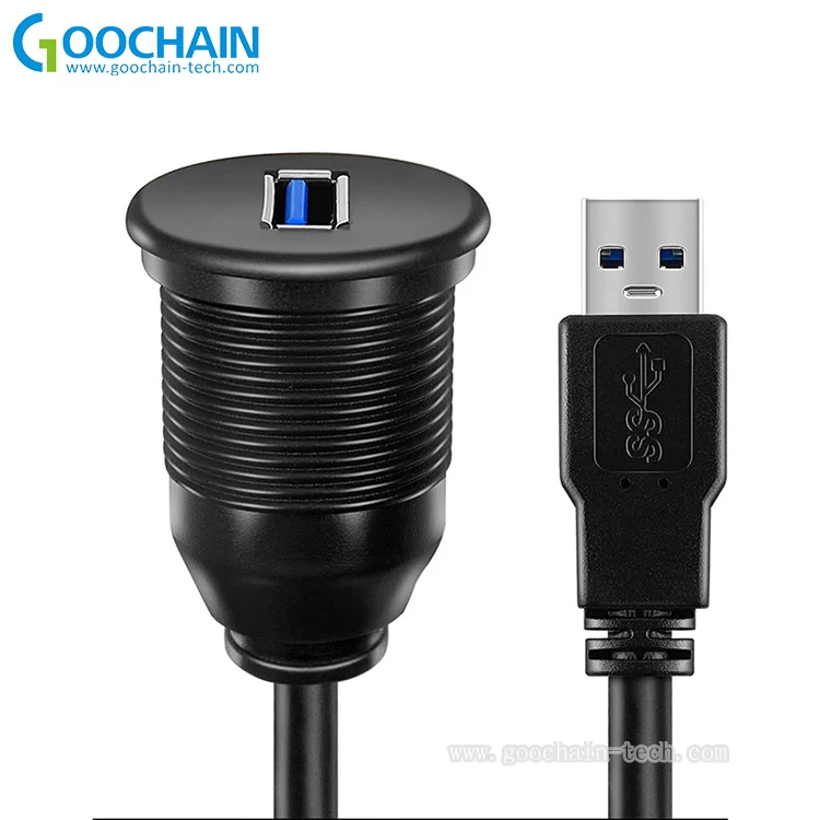 USB 3.0 waterdichte schroefpaneelmontage Dash Flush-verlengkabel voor auto, boot, motorfiets, vrachtwagendashboard