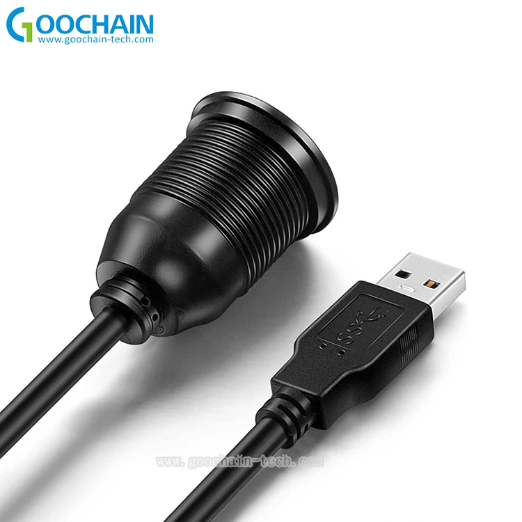 USB 3.0 Waterproof Screw Panel Mount Dash Flush Extension Cable for Car, Boat, Motorcycle, Truck Dashboard