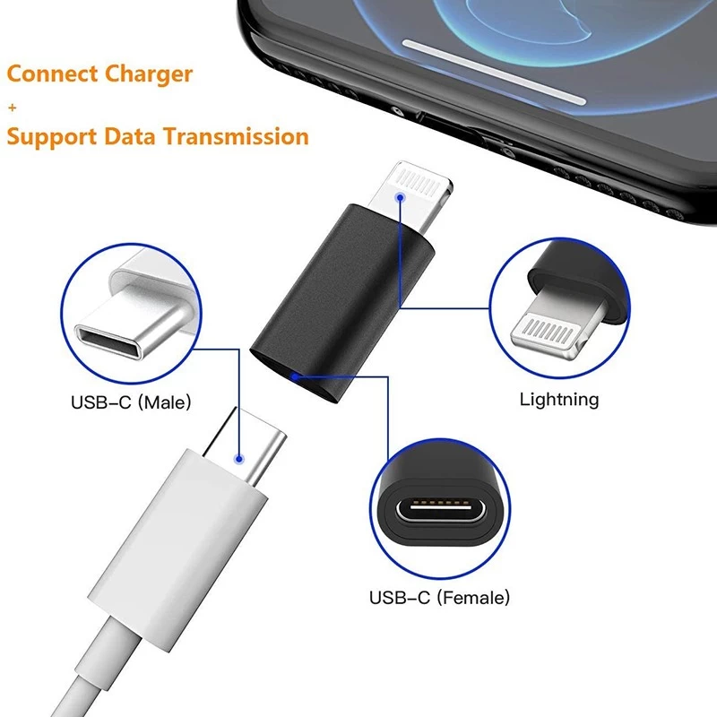 适用于 iPhone 和 ipad 的 USB C 母头转闪电 8 针公头适配器转换器 OTG 电缆