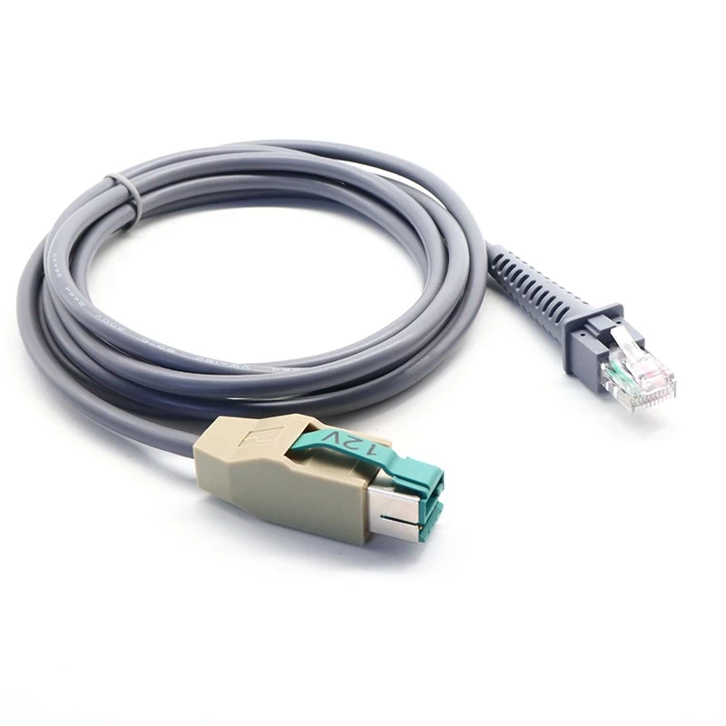 RJ50 10P10C TPUW to Powered USB 12V Scanner cable for DATALOGIC Gryphon Scanner