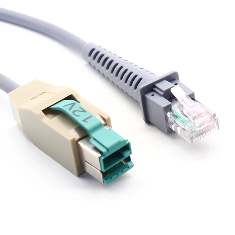 Cable de escáner RJ50 10P10C TPUW a USB alimentado de 12 V para escáner DATALOGIC Gryphon