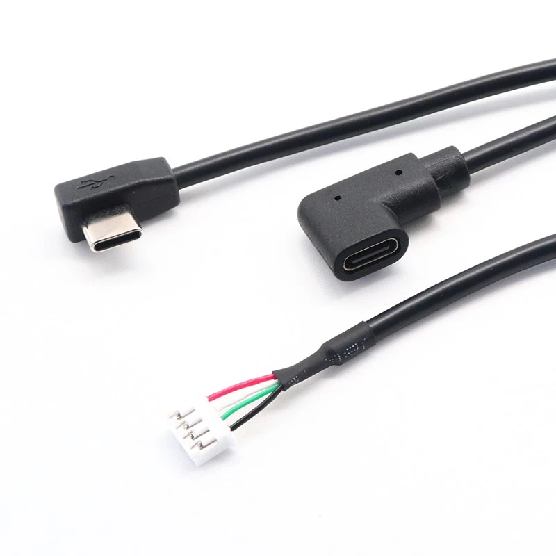 Y الفاصل USB من النوع C ذكر إلى زاوية 90 درجة من كبل تمديد أنثى USB من النوع C مع مبيت PH 2.0 4pin