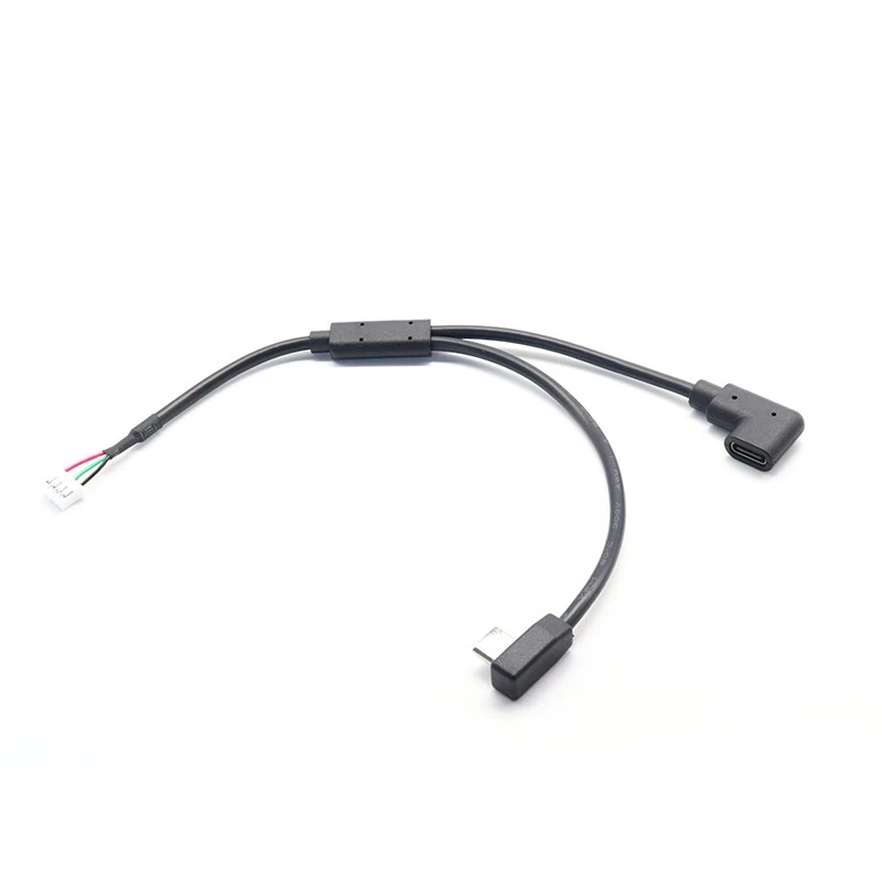 Y-Splitter USB-Typ-C-Stecker auf 90 Grad rechtwinkliges USB-Typ-C-Buchsen-Verlängerungskabel mit PH 2.0 4-Pin-Gehäuse