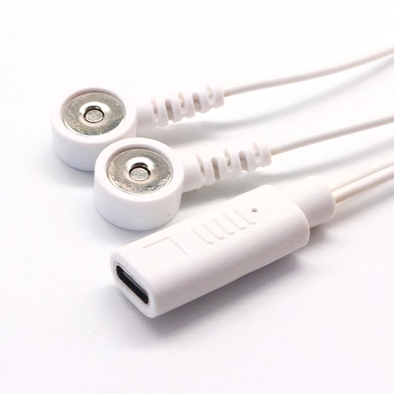 China USB C female to 2 lead magnetic ECG EEG EKG EMG Snap cable manufacturer