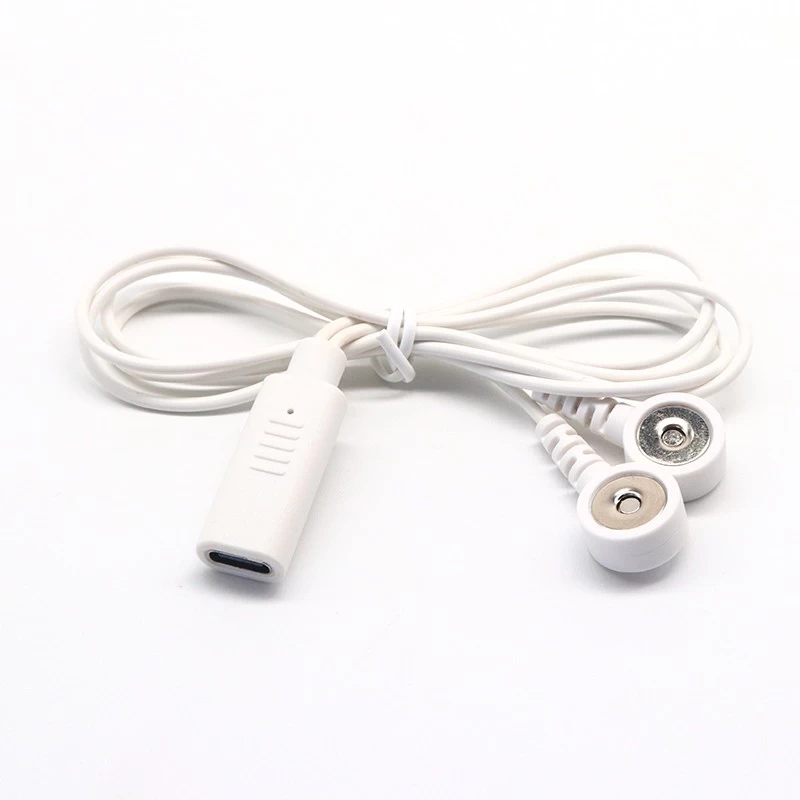 USB C female to 2 lead magnetic ECG EEG EKG EMG Snap cable