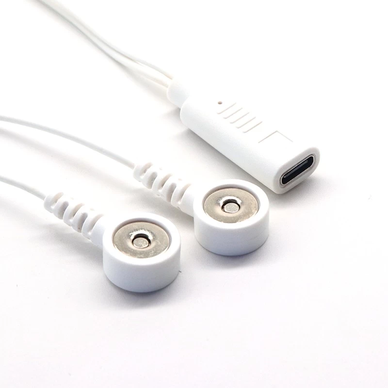 China USB C female to 2 lead magnetic ECG EEG EKG EMG Snap cable manufacturer