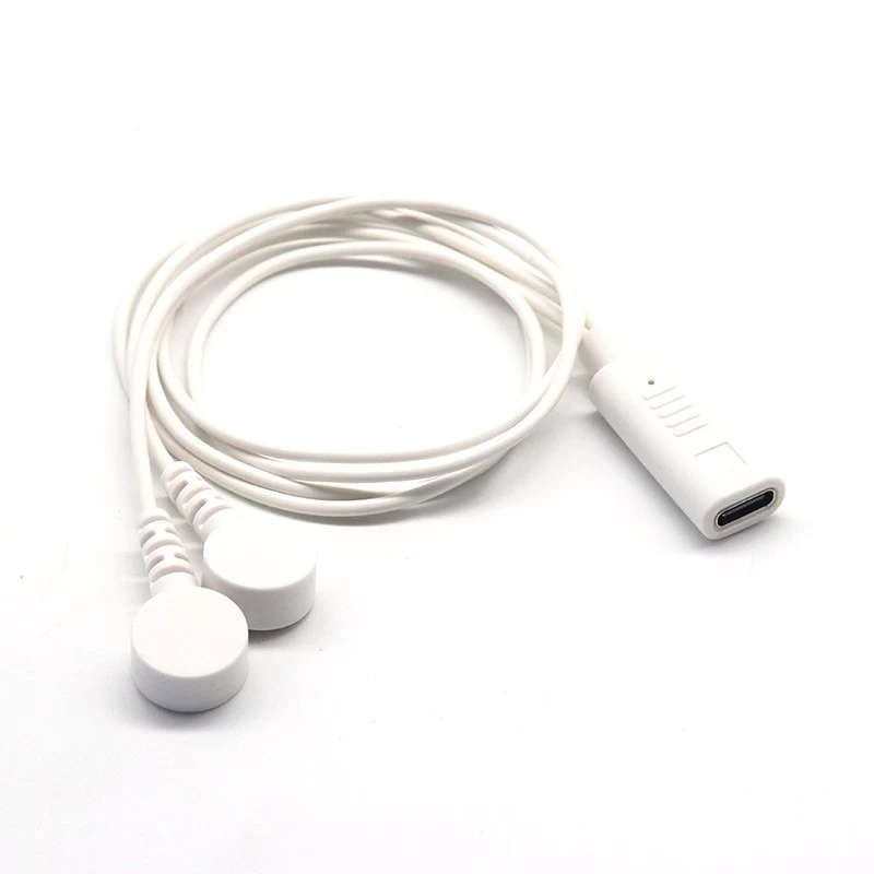 USB C 母头转 2 引线磁性 ECG EEG EKG EMG 卡扣电缆