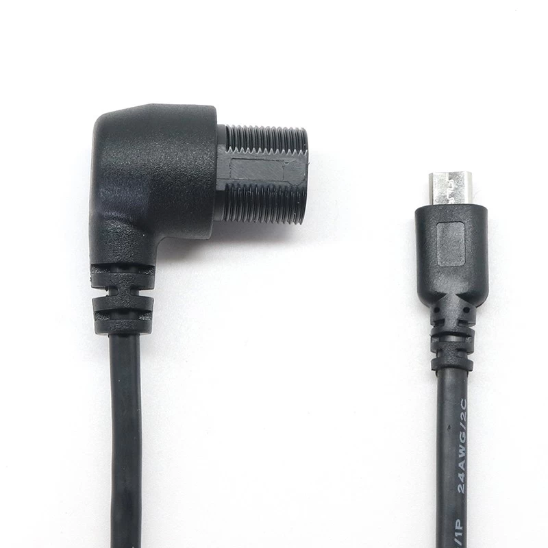 Câble de rinçage de tableau de bord d'extension de montage Micro USB à angle droit pour voiture, bateau, moto, tableau de bord de camion