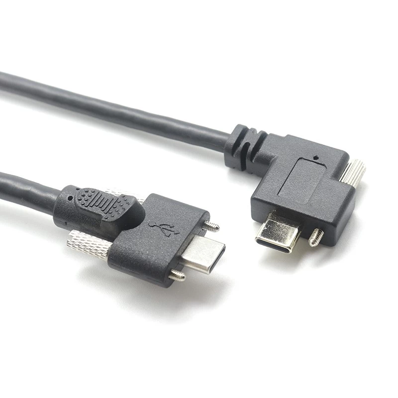 90 degree screw locking USB Type C cable facotory,side screw locking 100W USB  3.1 Type C cable manufacturer,PD Fast charge screw locking usb C cable  supplier,Retail Wholesales USB 3.1 Type C cable