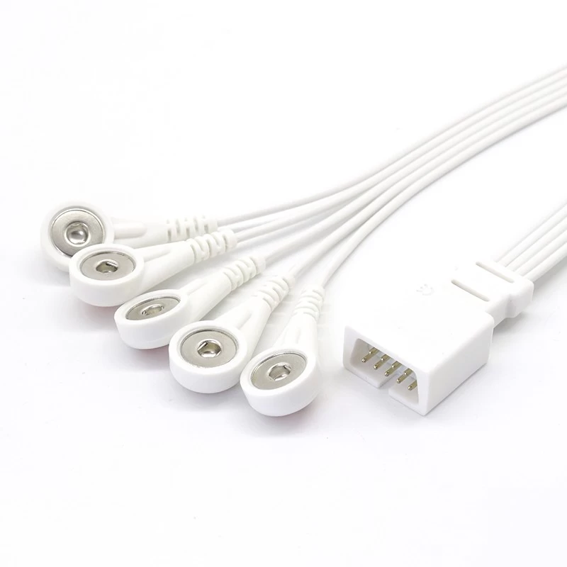 Câble DB9 ECG EKG EMG 5 fils et fil de plomb d'électrode pour MEK MP1000/MP600/MP500 avec AHA/IEC/Snap/Clip/clip vétérinaire