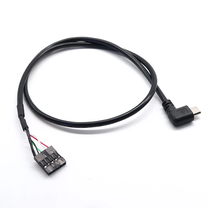 China 90 graden Rechts/Links Hoek Micro USB 5 Pin Male naar Dupont 2.54mm Header Moederbord Vrouwelijke Kabel fabrikant