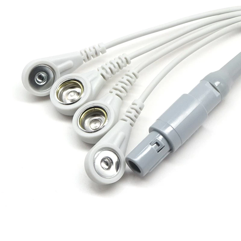 4Pin lemo 医疗电缆到 3.9mm 10.0mm ecg eeg ekg emg 电缆引线用于硅胶电极垫