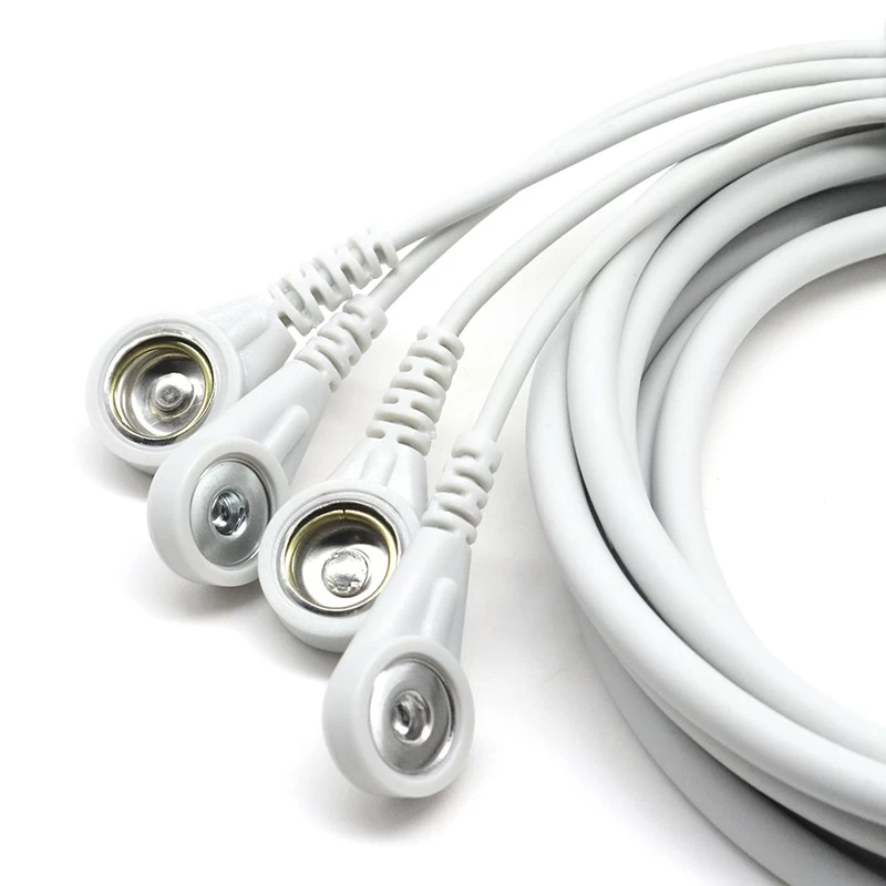 4Pin lemo medische kabel naar 3.9mm 10.0mm ecg eeg ekg emg kabel leadwire voor siliconen elektrode pad