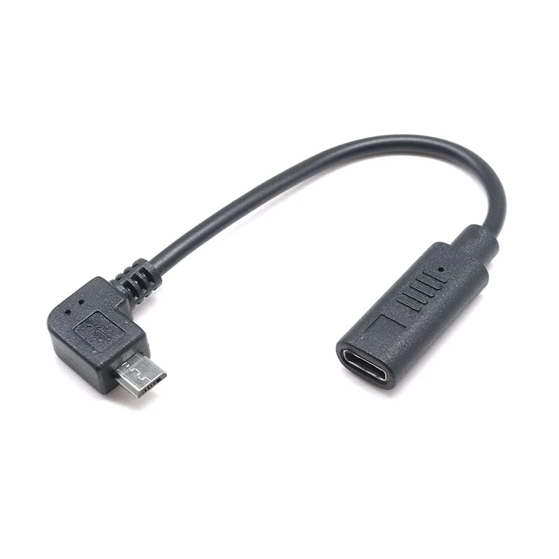 China 90 Grad rechtwinkliger Micro-USB-Stecker auf Typ-C-Buchse, passend für USB-C-Kamera-Telefon-Tablet Hersteller