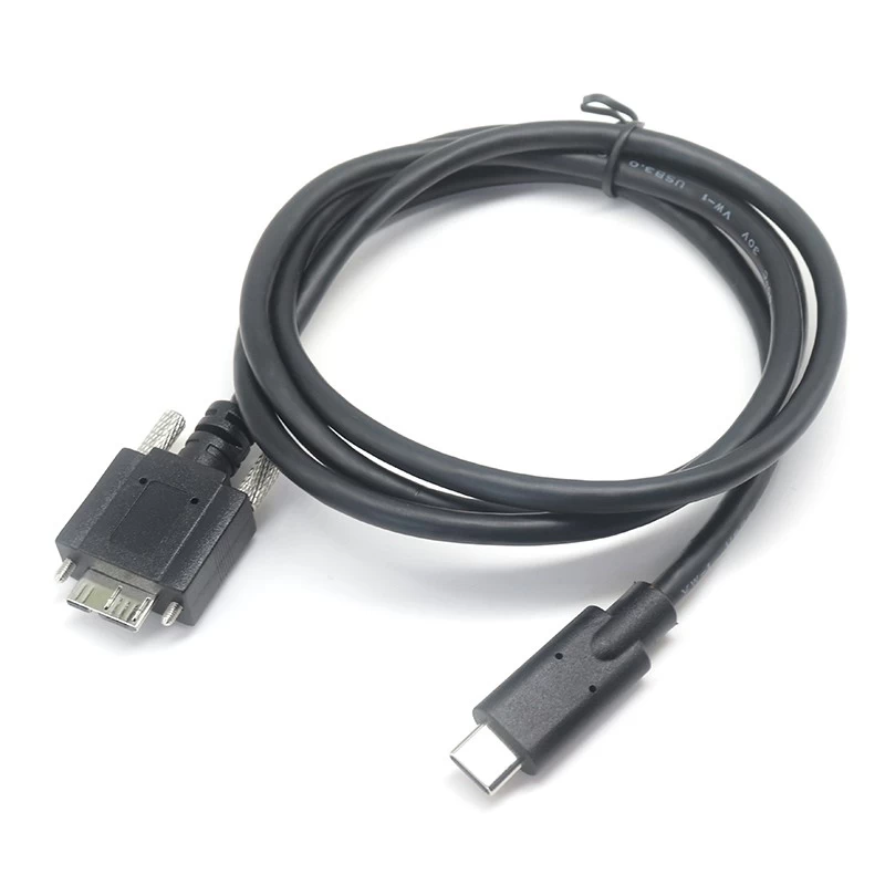 Straight USB C to USB 3.0 Micro B Screw locking cable