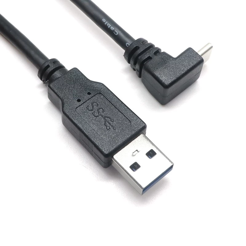 China Superspeed USB 3.0 A male to up down angle USB 3.1 Type C male cable manufacturer