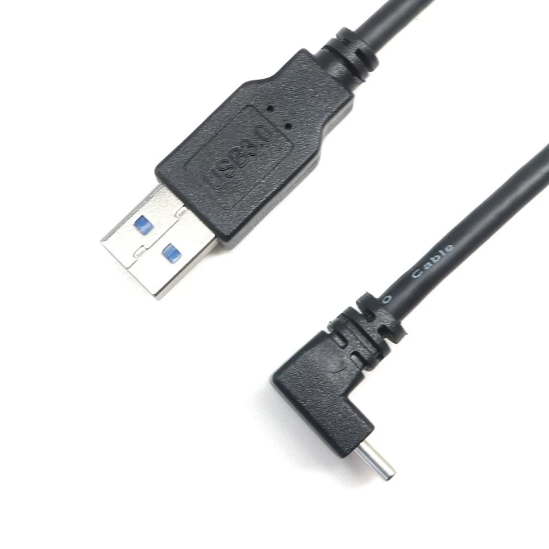 Superspeed USB 3.0 A mâle à angle haut vers le bas USB 3.1 Type C câble mâle