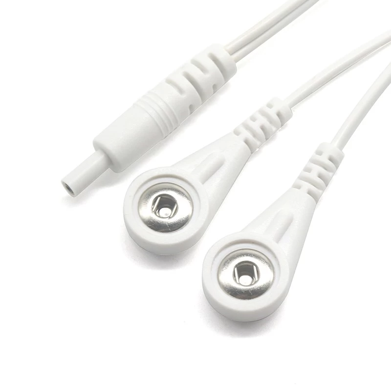porcelana Cable conductor de electrodo Tens DC 2,35 mm macho a cable a presión ecg dual de 3,5 mm y 4,0 mm fabricante