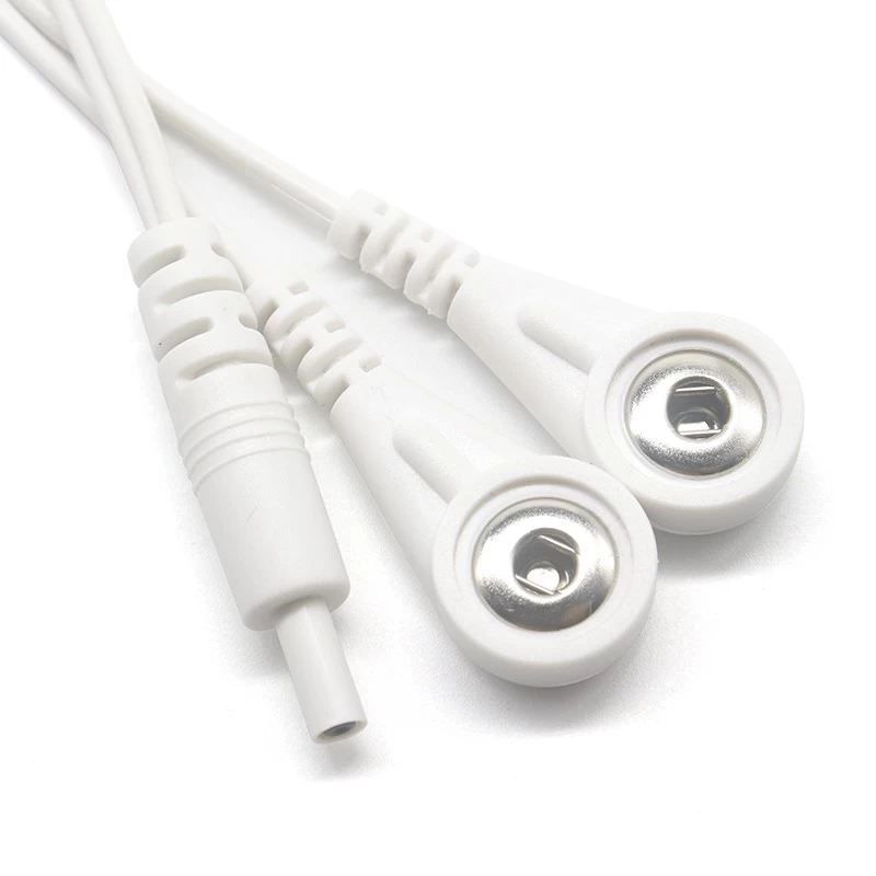 China Tens electrode lead wire DC 2.35mm male to dual 3.5mm 4.0mm ecg snap cable manufacturer