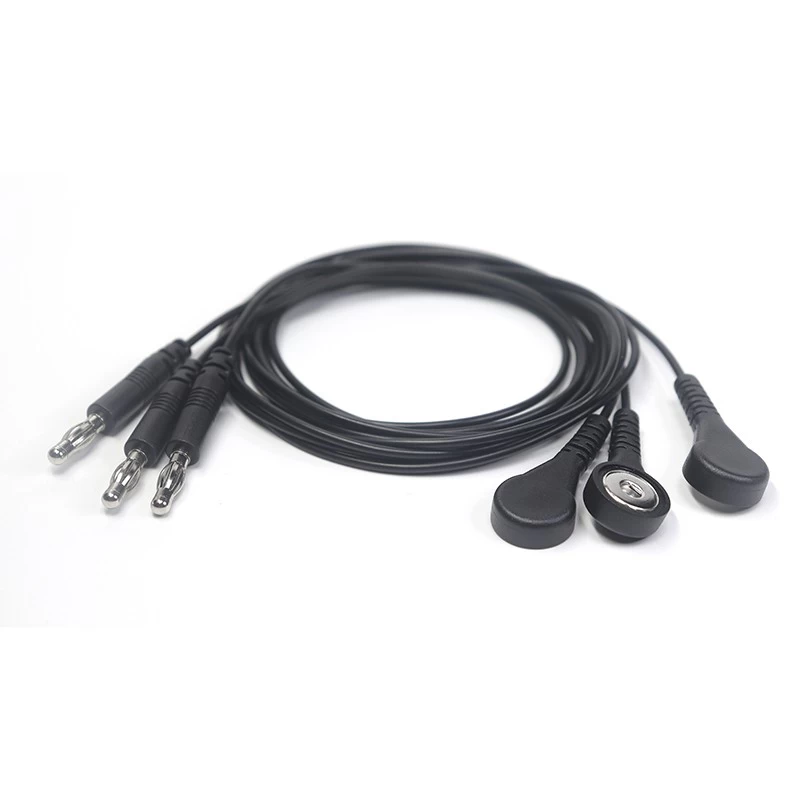 ECG EKG adapter cable 3.5mm 4.0mm Electrodes ECG Snap button to 4.0mm Male banana lead wire