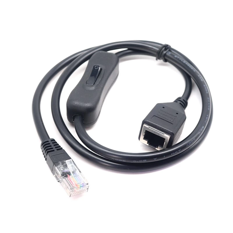 China Custom RJ45 Male to RJ45 Female extension cord with on off switch manufacturer