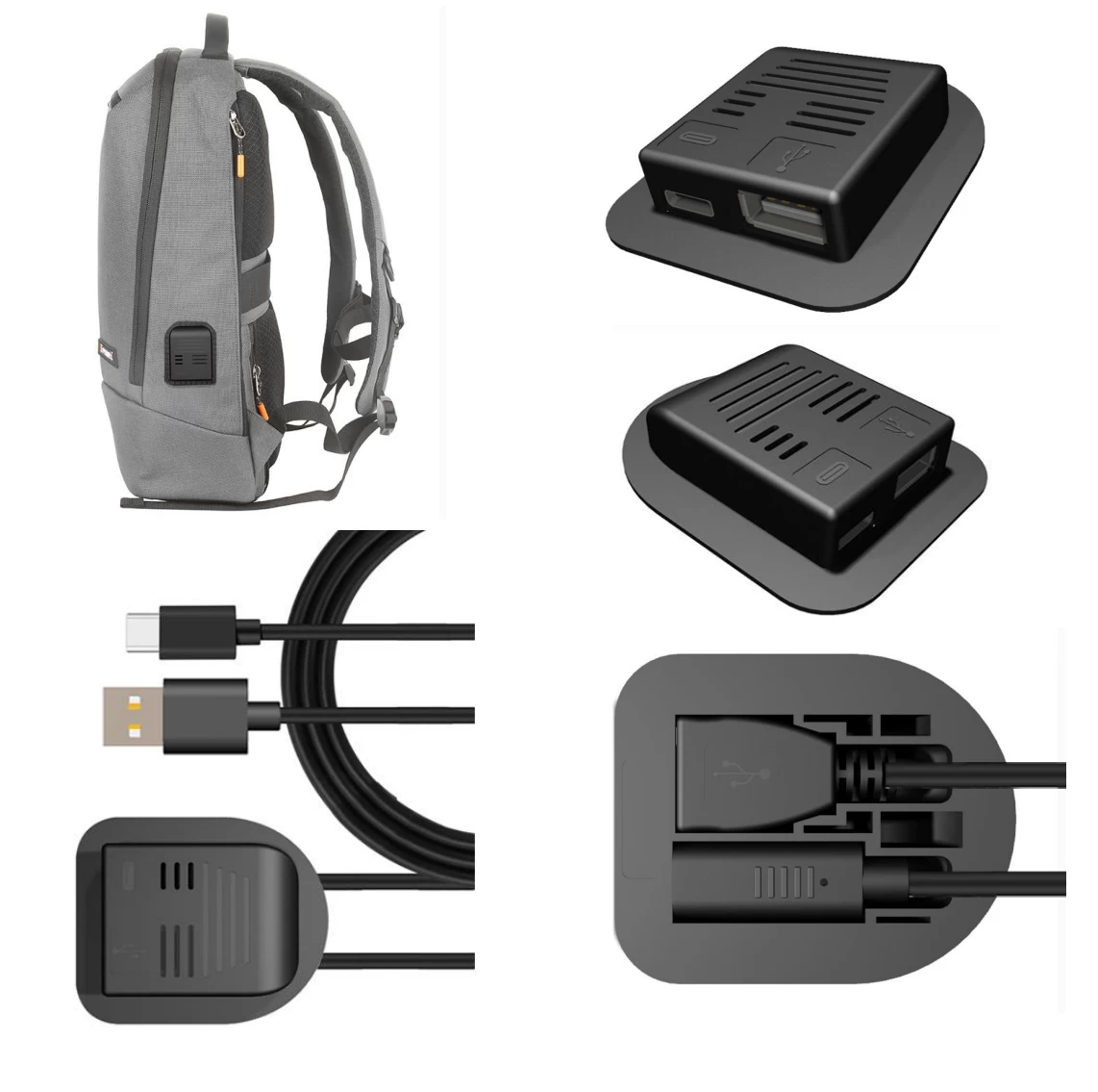 Çin Hırsızlığa Karşı Sırt Çantası Harici USB Kabuk Veri Kablosu 2'si 1 Arada USB Tip C Omuz Çantası ve Bavul Aksesuarları için Hızlı Şarj Uzatma Kablosu üretici firma