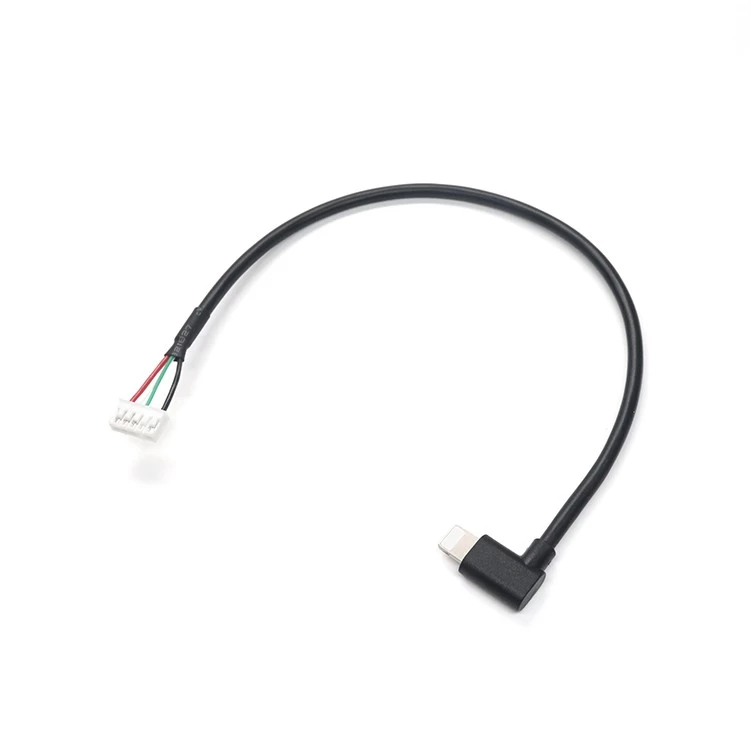 China Custom 90 Elbow Lightning Male Plug to 5 Pin Terminal Connector Female Wire Molex Cable with Rubber Housing manufacturer