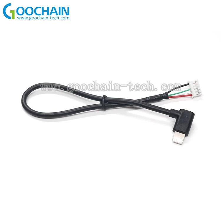 China Custom 90 Elbow Lightning Male Plug to 5 Pin Terminal Connector Female Wire Molex Cable with Rubber Housing manufacturer