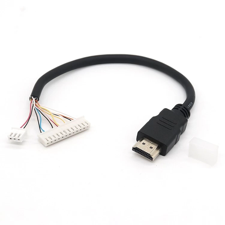 China Custom 2 in 1 HDMI Cable Type A Male to JST-XH 2.54 12 Pin Molex Connector Cable for Projection Screen manufacturer