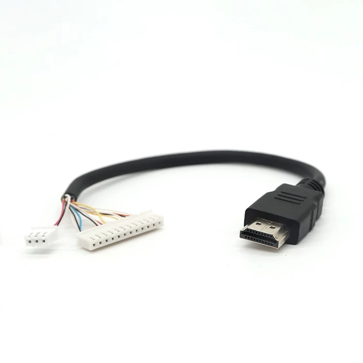 中国 定制 2 合 1 HDMI 电缆 A 型公头转 JST-XH 2.54 12 针 Molex 投影屏幕连接器电缆 制造商