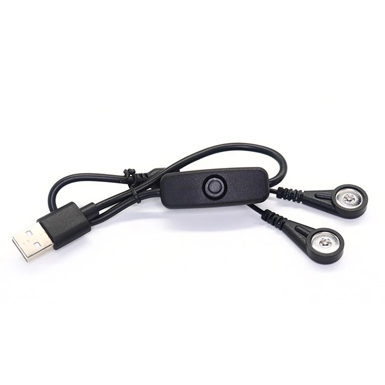 China USB Male to 2 leads 3.5mm Female magnetic ECG EEG EKG EMG Snap cable with ON/OFF Button Switch manufacturer
