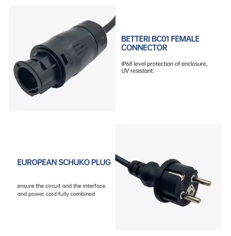China Waterproof 3G 1.5mm 2 AC Extension Cable Betteri BC01 Female To Schuko Plug Power Cord for Photovoltaic System manufacturer