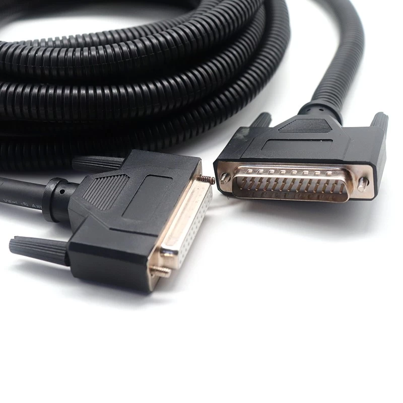 中国 定制 RS-422 DB25 针公对母扩展串行电缆，带塑料波纹管 制造商