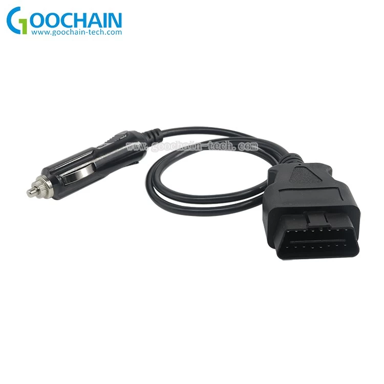 China Car OBD2 16Pin Male Vehicle to Cigarette Lighter Connector Cable Adapter manufacturer