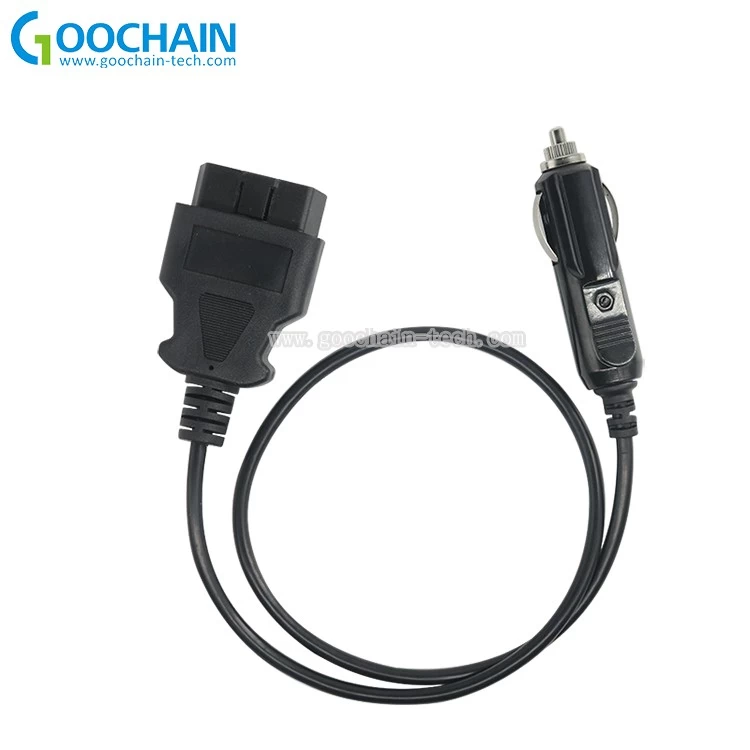 China Car OBD2 16Pin Male Vehicle to Cigarette Lighter Connector Cable Adapter manufacturer