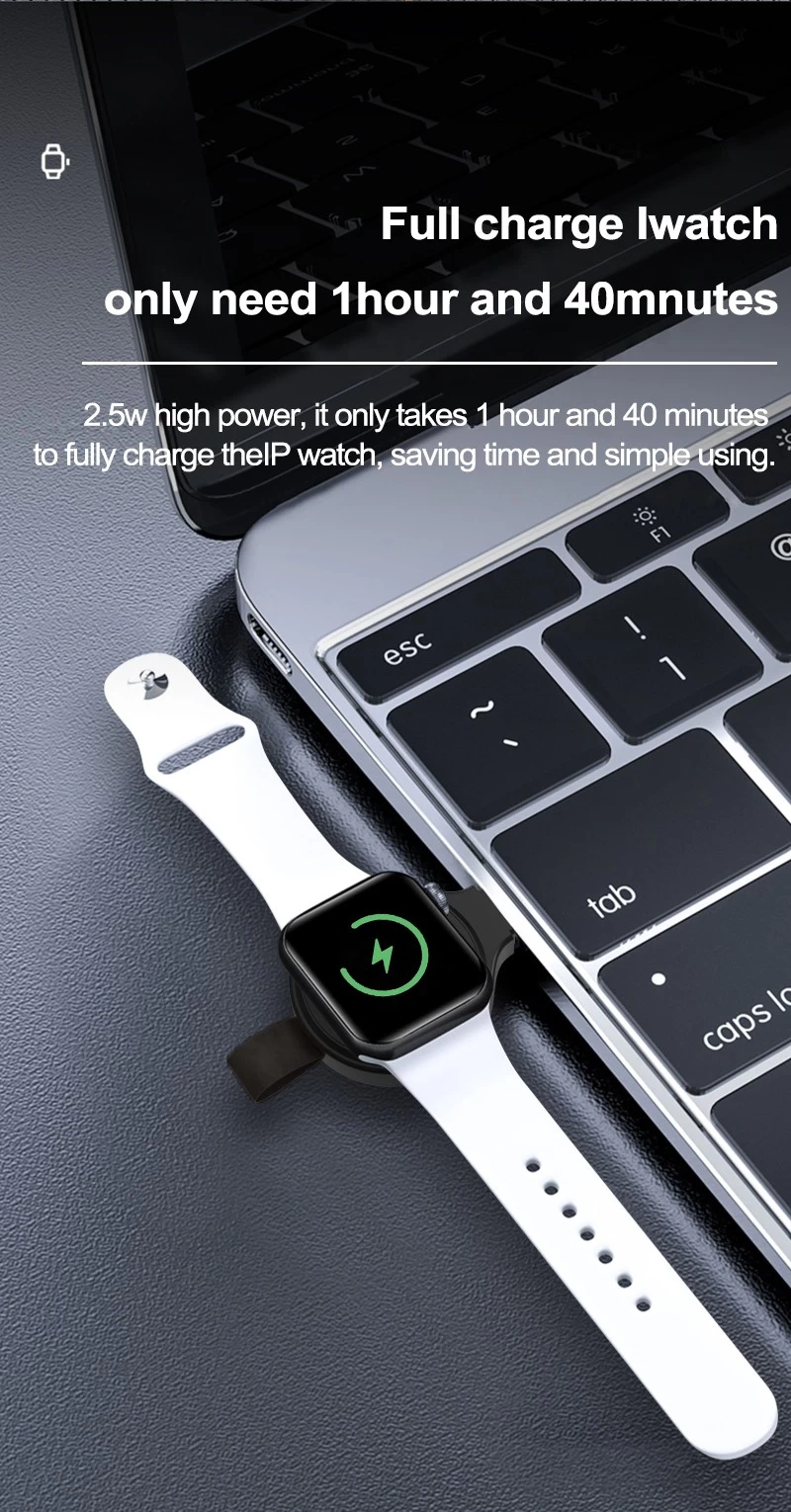 China Portable Wireless Magnetic USB A Type Smart Watch Charger for Apple Watch Charger Series 8/7/6/5/4/3/2/SE manufacturer