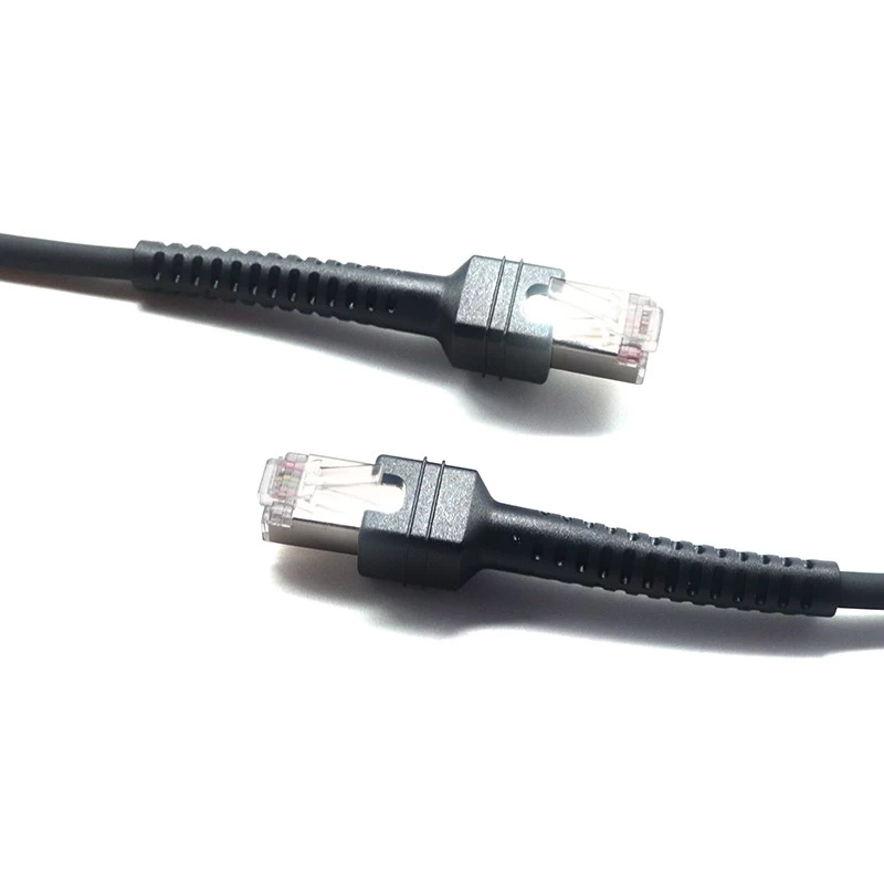 China RJ50 10P10C Male to Male RS232 Serial Auxillary Scanner cable with Shielding Connectors manufacturer