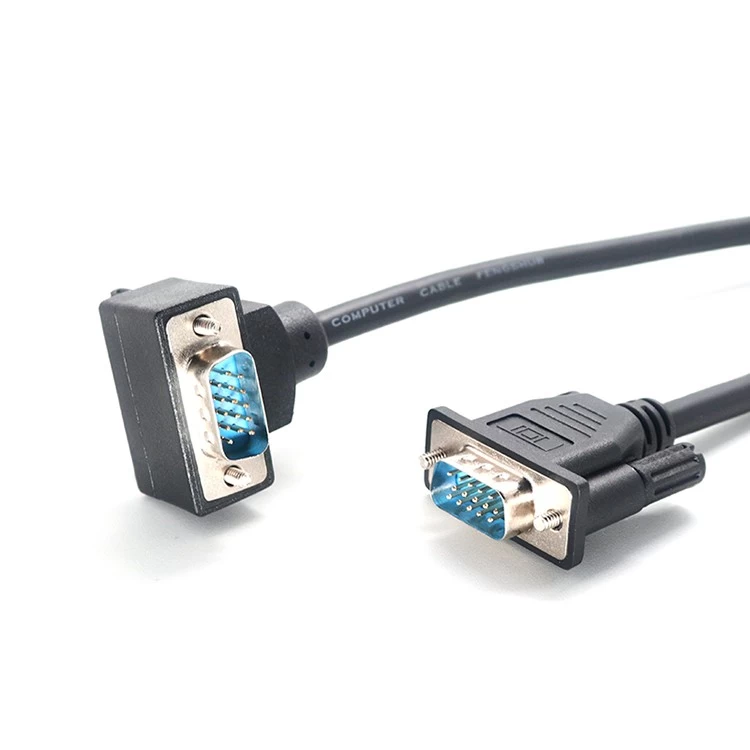 China Hot Koop 90 Graden VGA Kabel, Up Down Hoek VGA Male naar VGA Male Kabel fabrikant