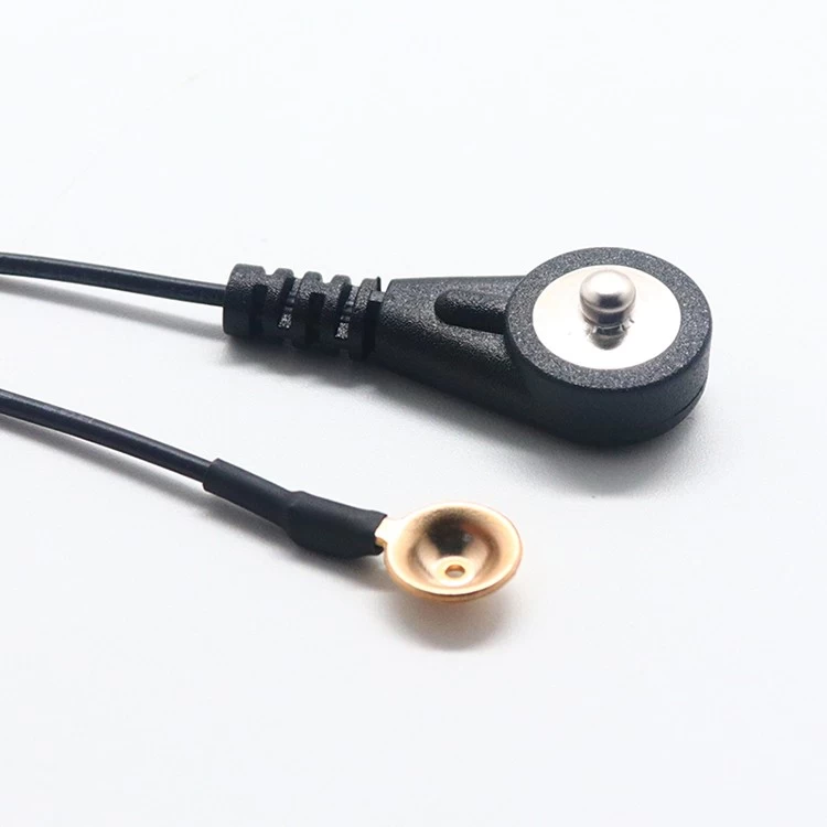 China ECG EKG 4.0MM Snap Male to EEG Gold Cups Physical Therapy Electrode Cable manufacturer