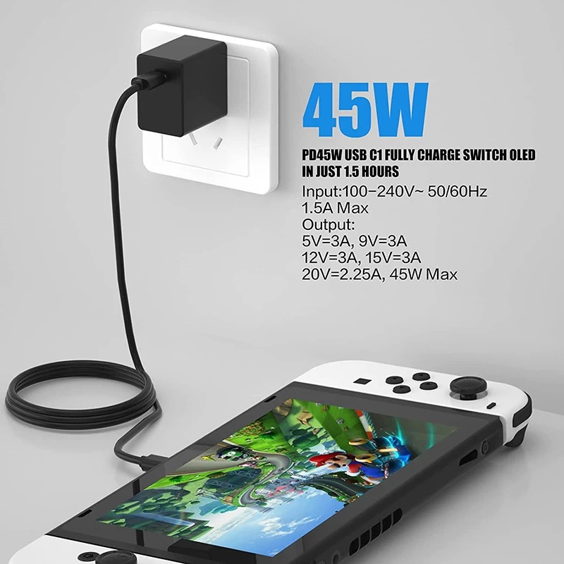 الصين حار بيع جدار PD45W USB C شاحن التبديل OLED شحن سريع مع ذكاء فعال الصانع